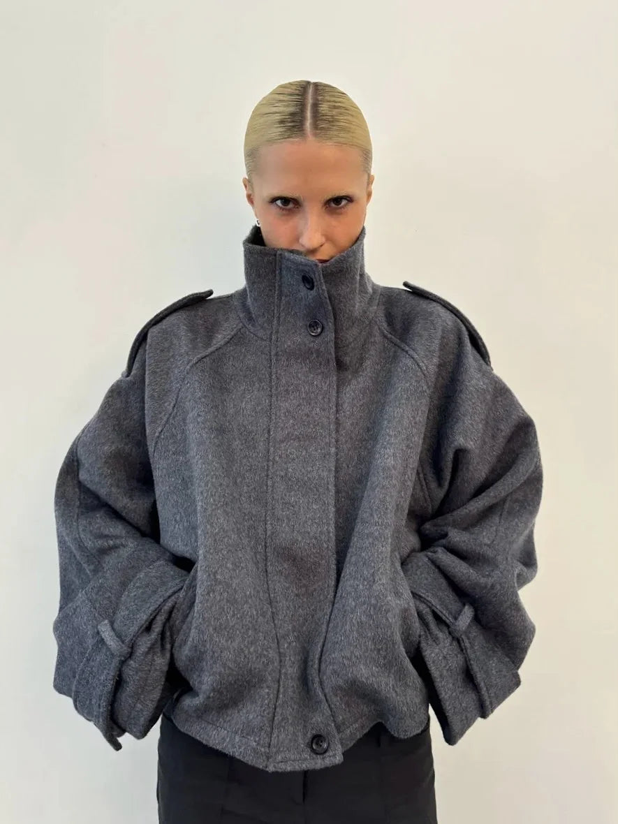 Oversized Trichterkragen Mantel für Damen - Image 7