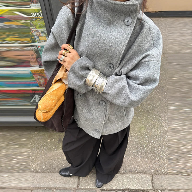 Oversized Trichterkragen Mantel für Damen - Image 3