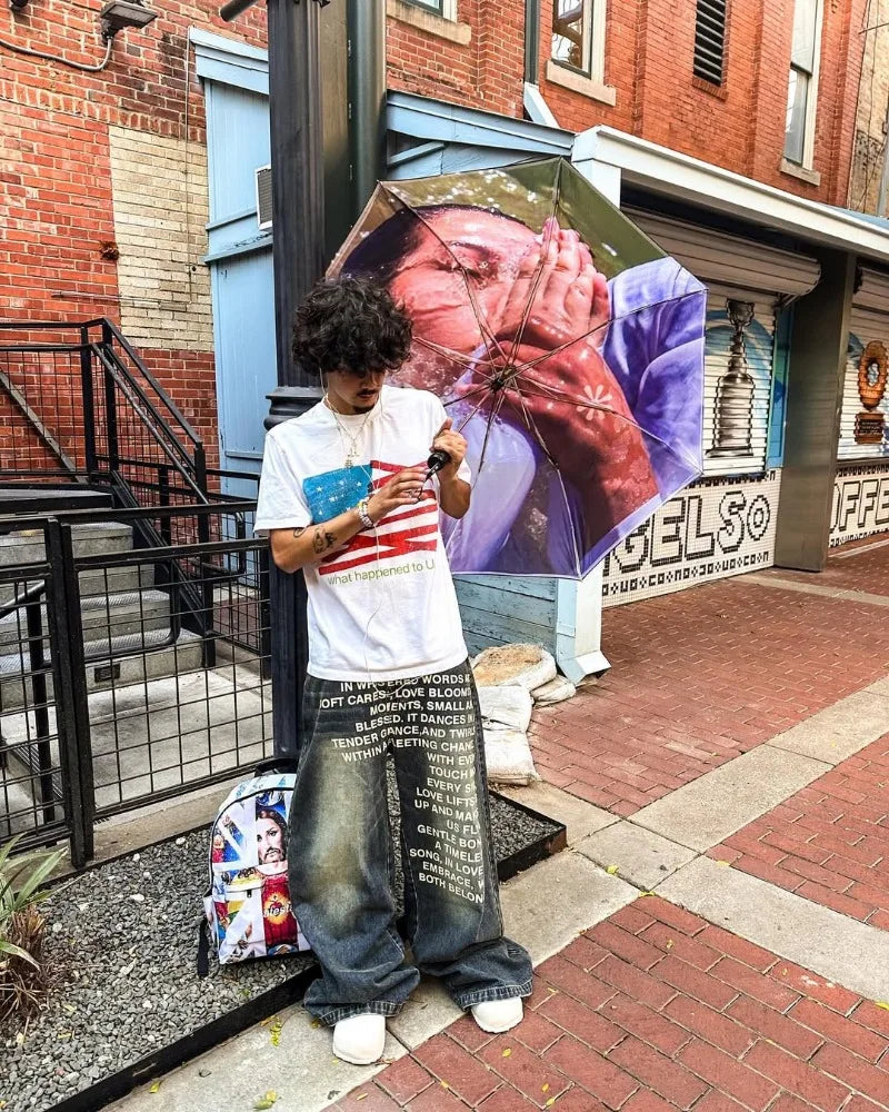 Bedruckte Jeans mit weitem Bein für Herren - Image 6