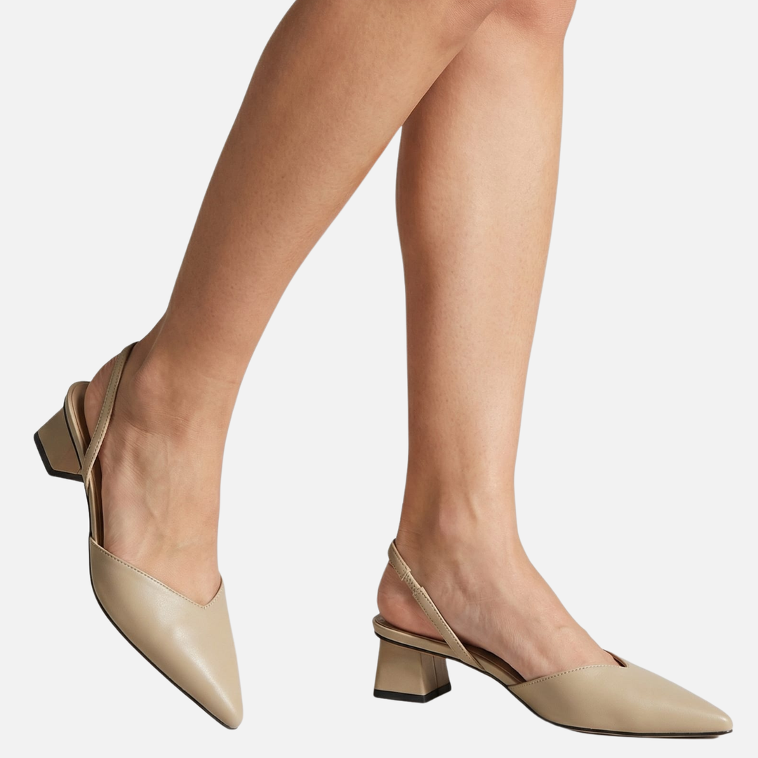 Summer pointed sandals – low block heel with slingback for women