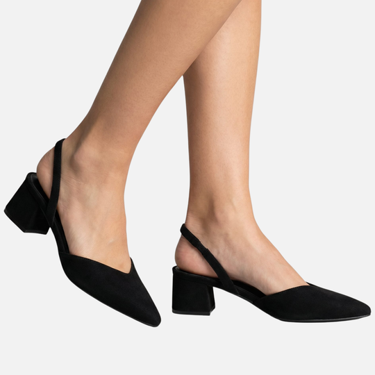 Summer pointed sandals – low block heel with slingback for women