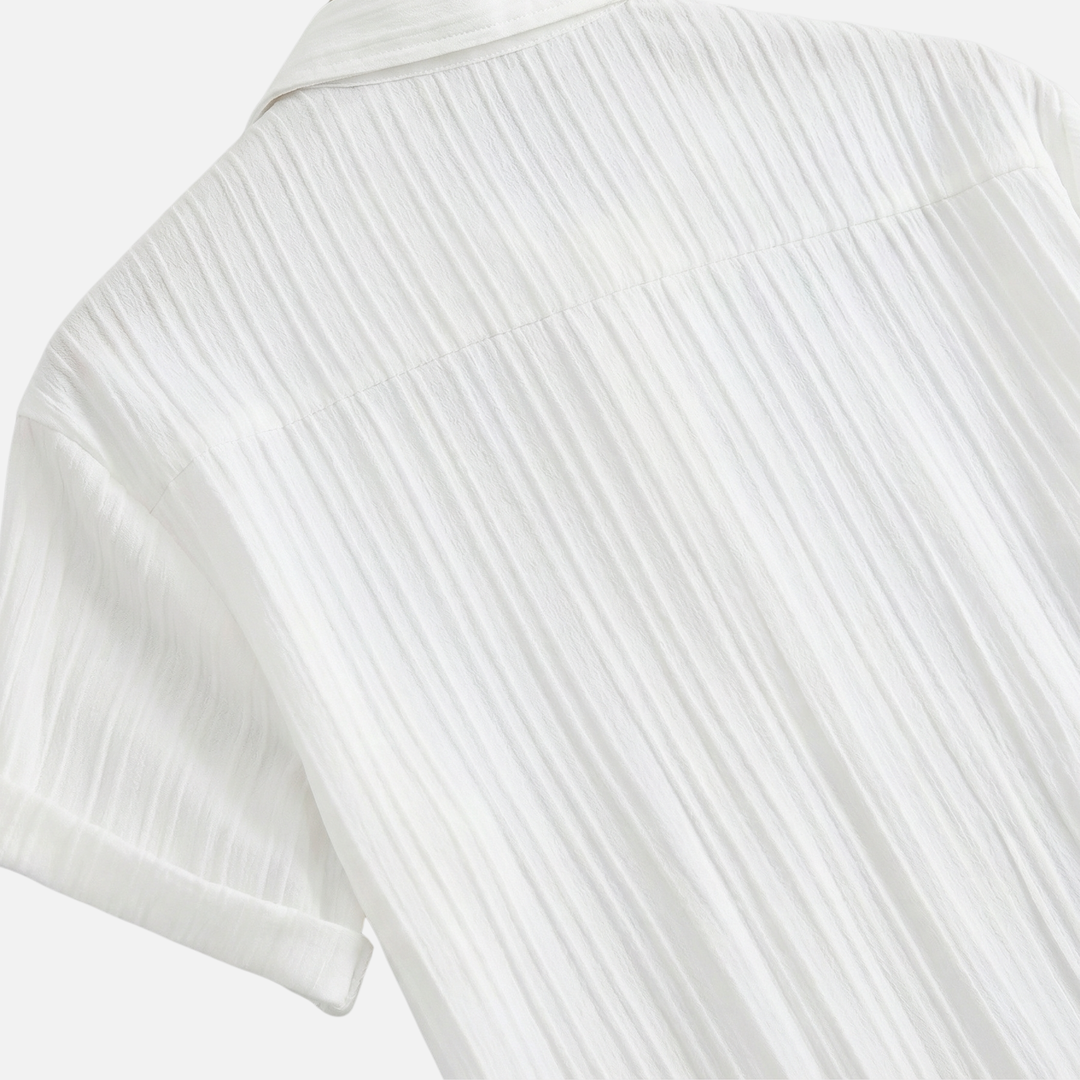 Summer pleated two-piece set with elastic waistband for men