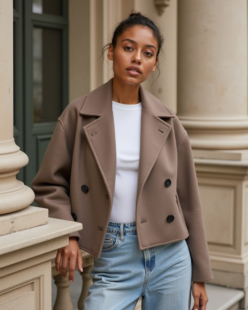 Strukturierte Kurzjacke mit doppelter Knopfleiste für Damen