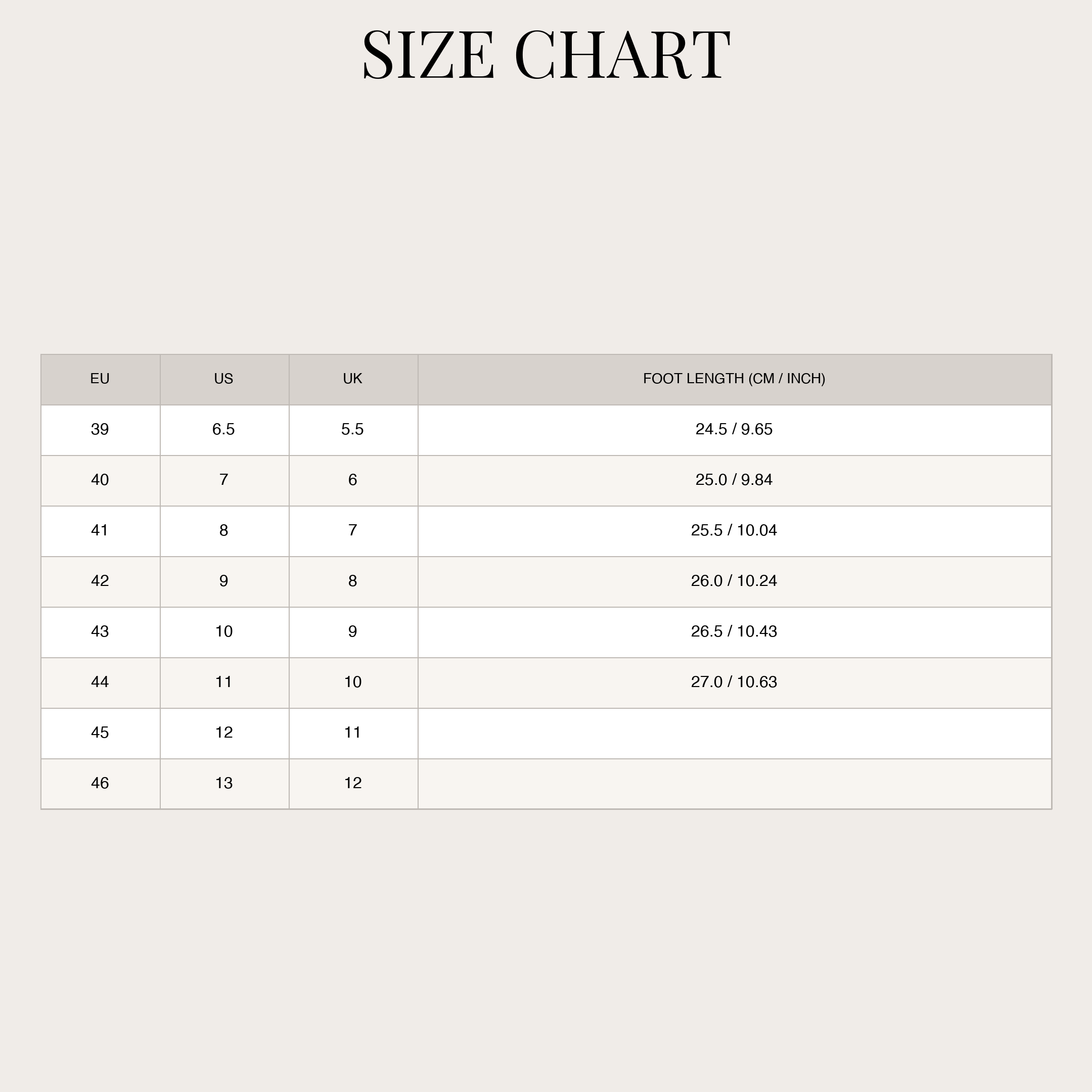 Size Chart