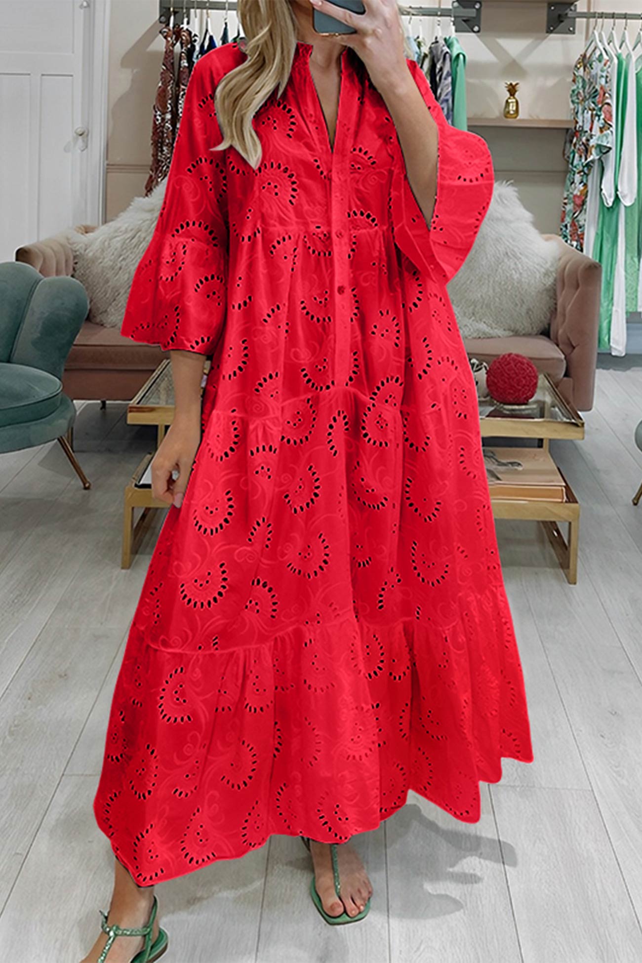 A-Linien-Maxikleid mit Ösen für Damen - Image 3