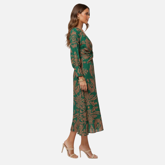 V-Ausschnitt Maxi-Kleid mit langen Ärmeln für Frauen