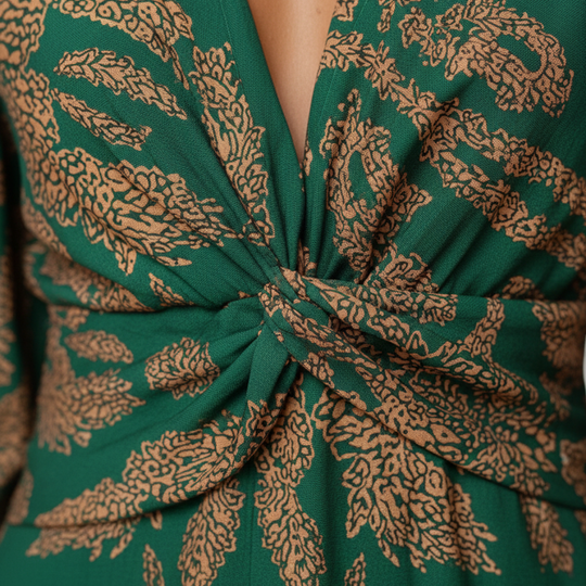 V-Ausschnitt Maxi-Kleid mit langen Ärmeln für Frauen