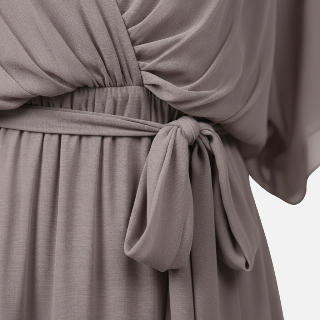 Wrap dress with waist belt and V-neck for women