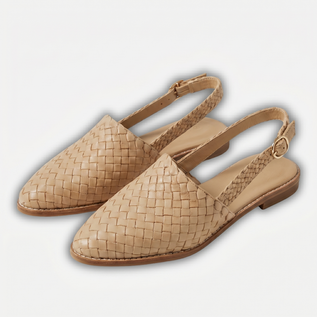 Braided Slingback Flats with Buckle Strap for Women