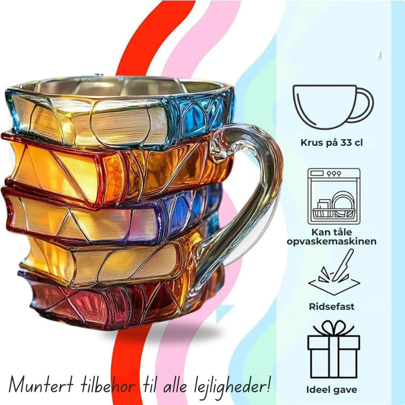 Image of Damen Bücherstapel Glas Novelty Mug