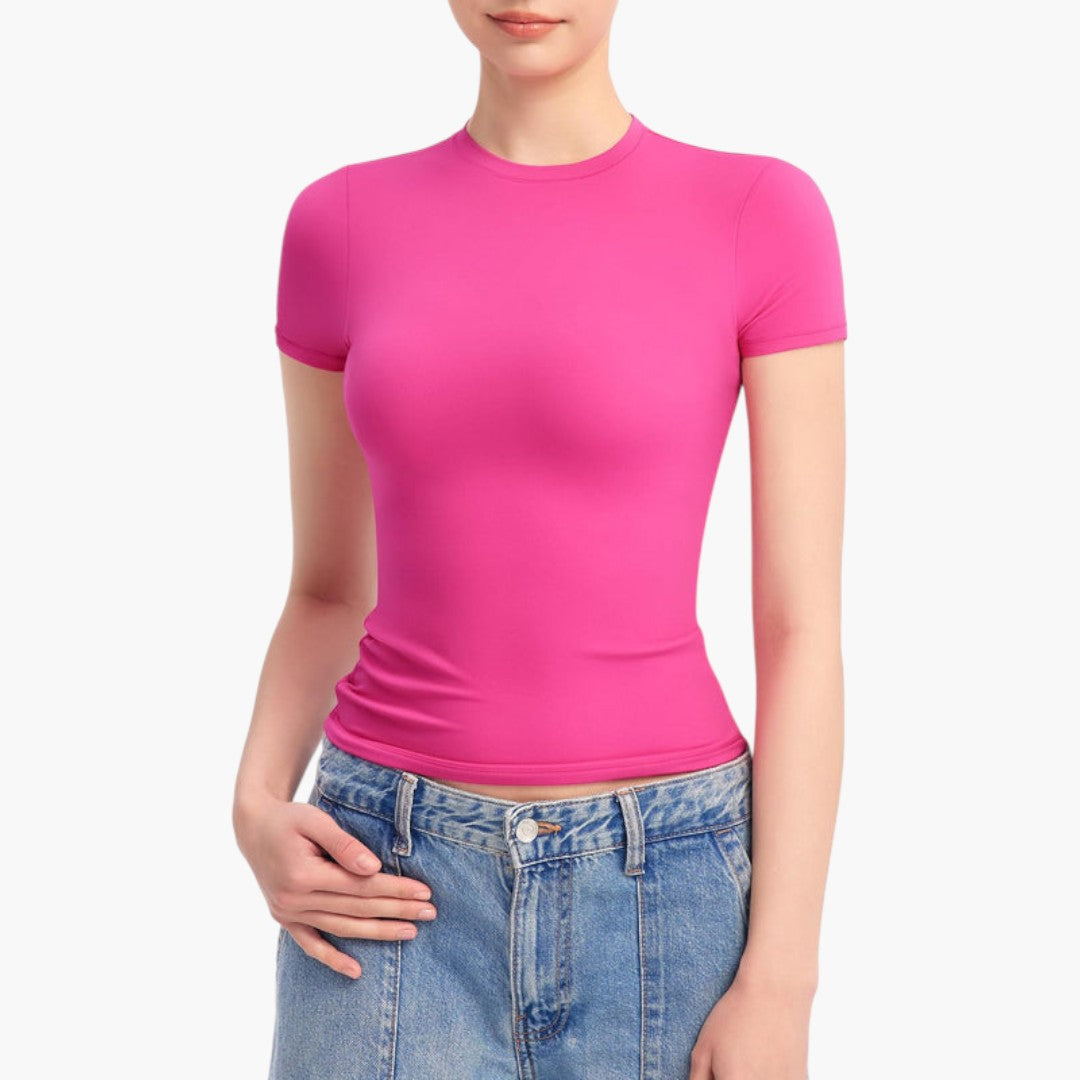 Image of Damen Figurbetontes Cropped T-Shirt