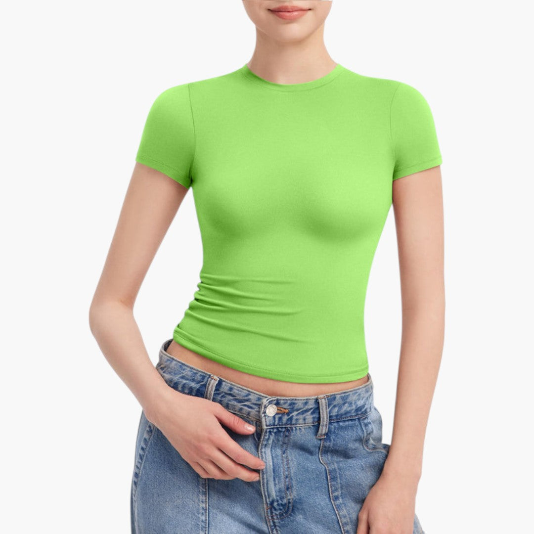 Image of Damen Figurbetontes Cropped T-Shirt