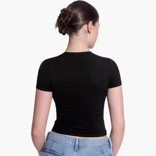 Image of Damen Figurbetontes Cropped T-Shirt