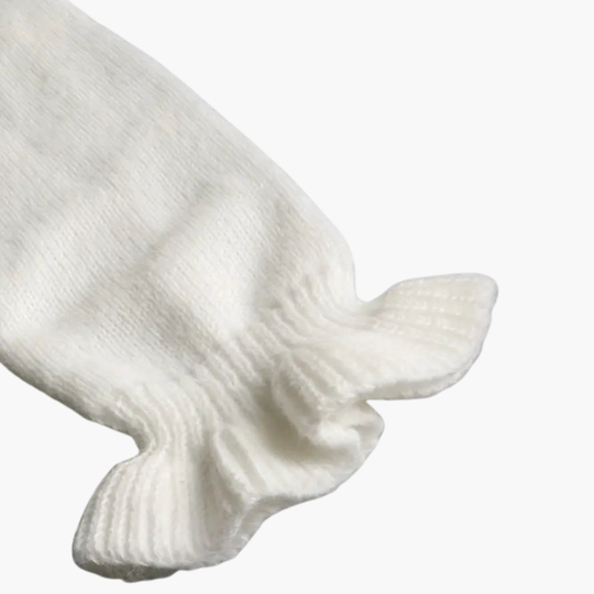 Image of Damen Rüschenbesatz Strickjacke mit Knopfleiste