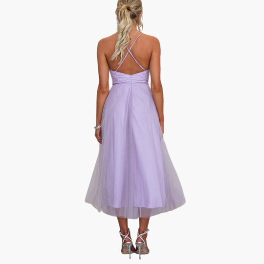 Image of Damen Spaghettiträger A-Linien Midikleid