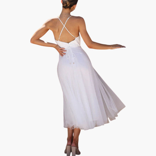 Image of Damen Spaghettiträger A-Linien Midikleid