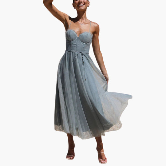 Image of Damen Spaghettiträger A-Linien Midikleid