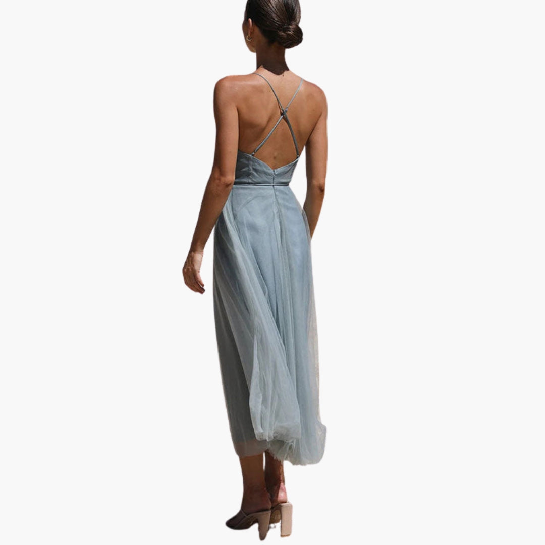 Image of Damen Spaghettiträger A-Linien Midikleid