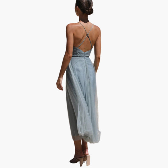 Image of Damen Spaghettiträger A-Linien Midikleid