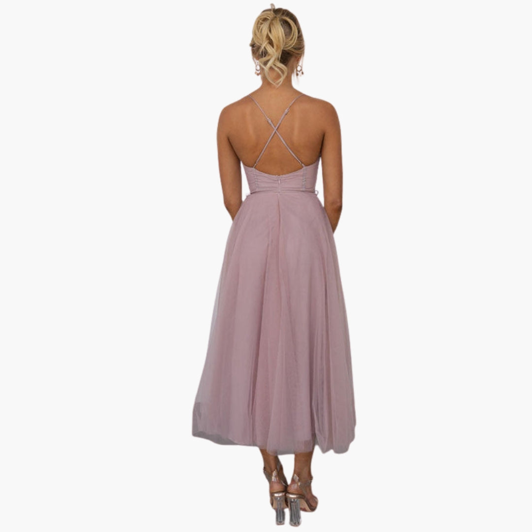 Image of Damen Spaghettiträger A-Linien Midikleid