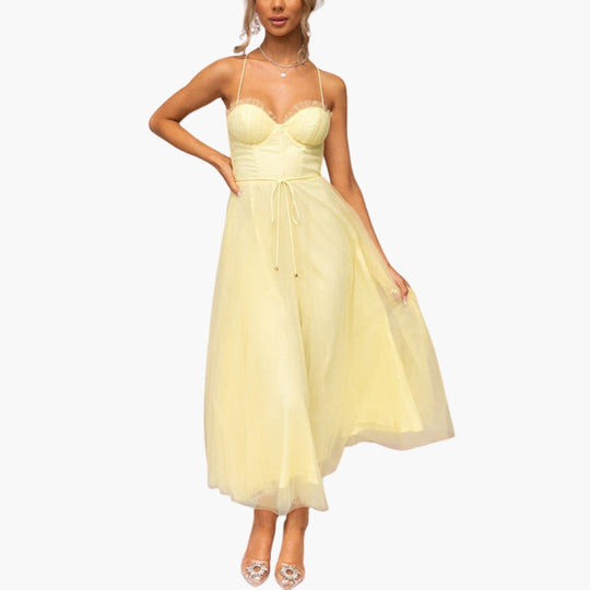 Image of Damen Spaghettiträger A-Linien Midikleid