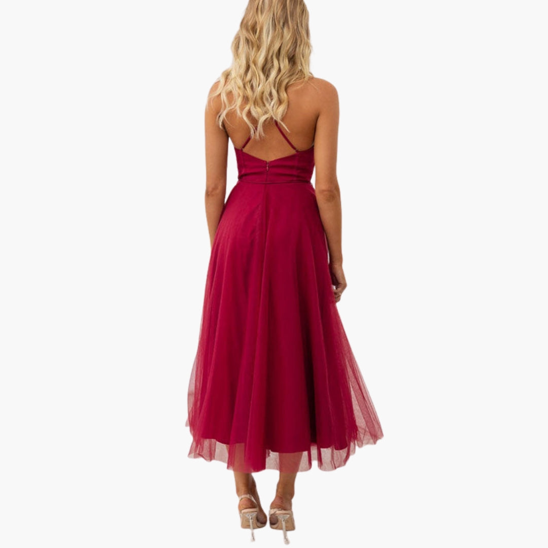 Image of Damen Spaghettiträger A-Linien Midikleid