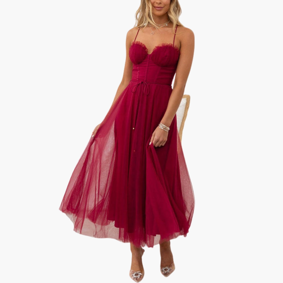 Image of Damen Spaghettiträger A-Linien Midikleid