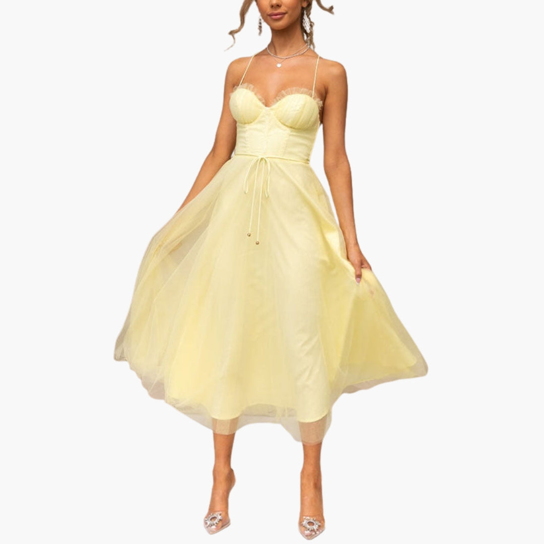 Image of Damen Spaghettiträger A-Linien Midikleid