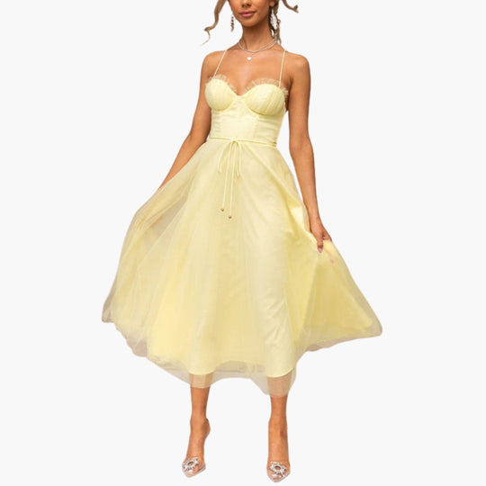 Image of Damen Spaghettiträger A-Linien Midikleid