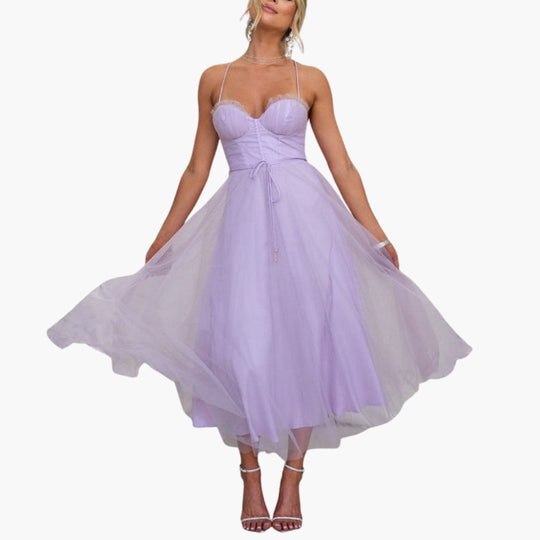 Image of Damen Spaghettiträger A-Linien Midikleid