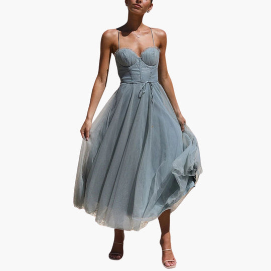 Image of Damen Spaghettiträger A-Linien Midikleid