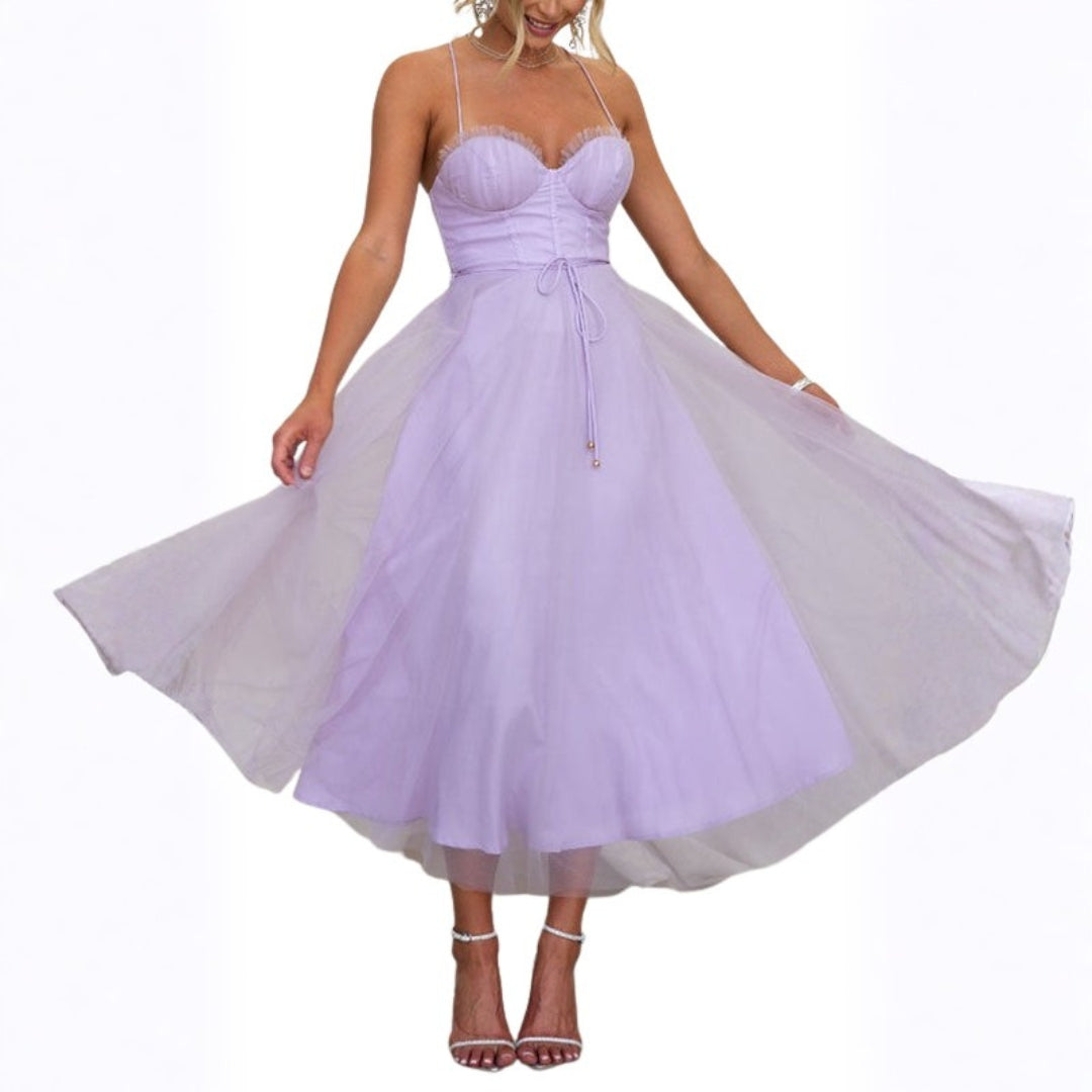 Image of Damen Spaghettiträger A-Linien Midikleid