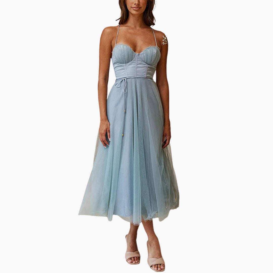 Image of Damen Spaghettiträger A-Linien Midikleid