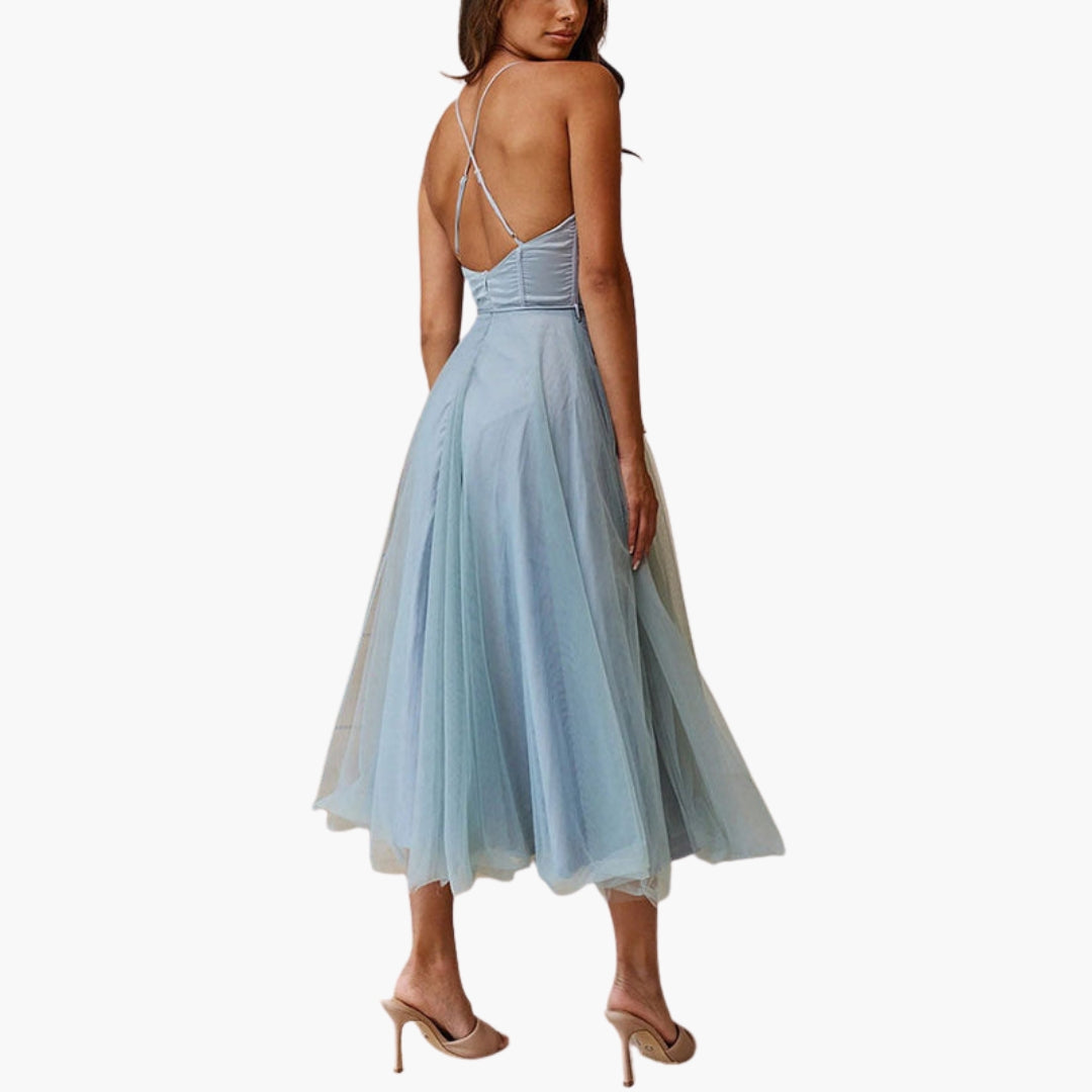 Image of Damen Spaghettiträger A-Linien Midikleid