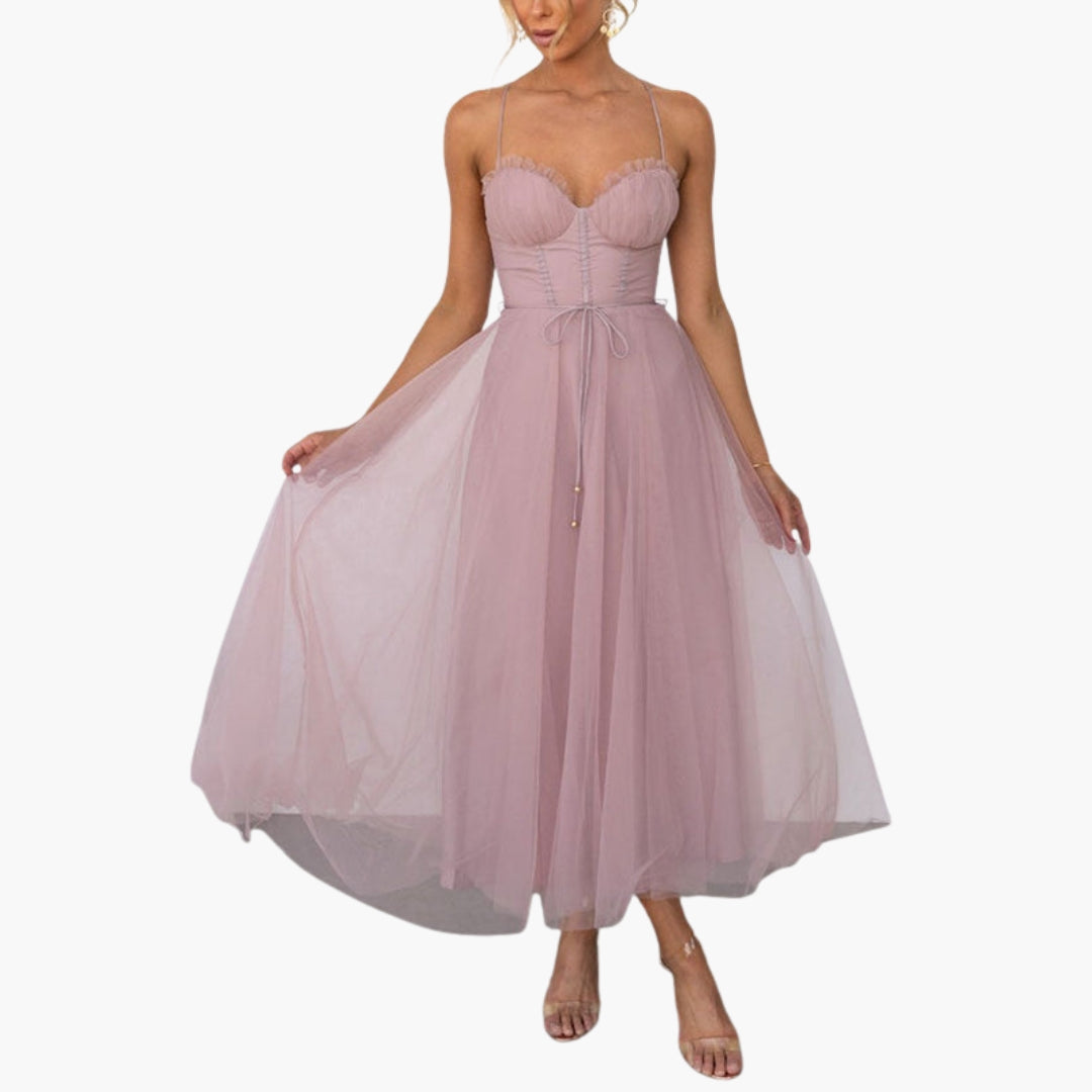 Image of Damen Spaghettiträger A-Linien Midikleid