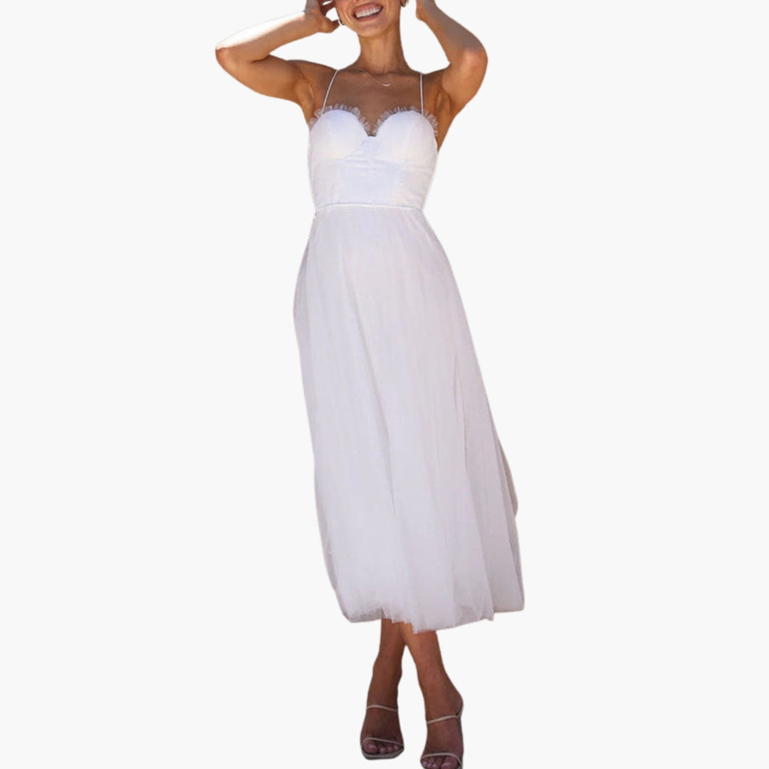 Image of Damen Spaghettiträger A-Linien Midikleid