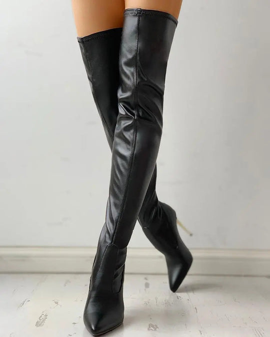 Image of Damen Spitz Thigh High Stiefel