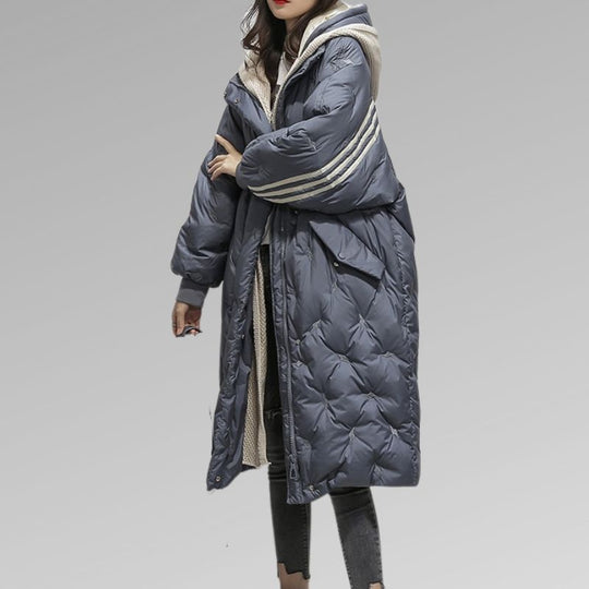 Image of Damen Steppjacke mit Kapuze, lang