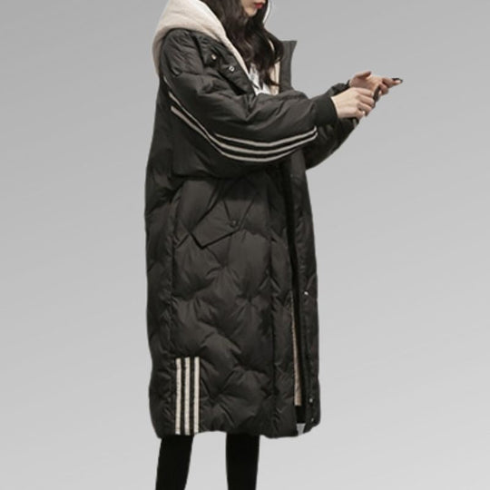 Image of Damen Steppjacke mit Kapuze, lang