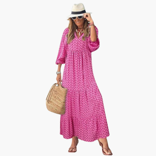 Image of Damen V-Ausschnitt A-Linien Maxikleid