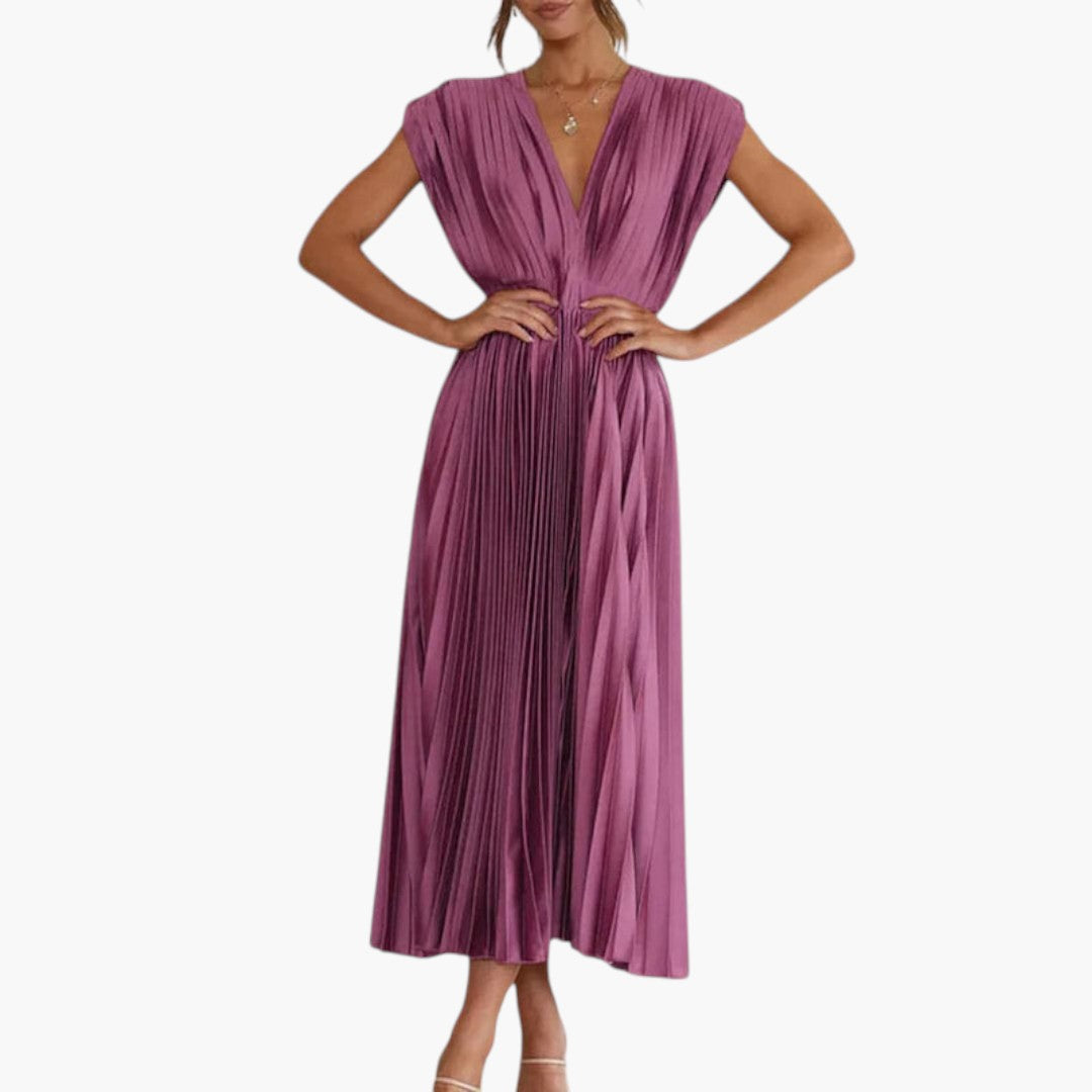 Image of Damen V-Ausschnitt A-Linien Midikleid