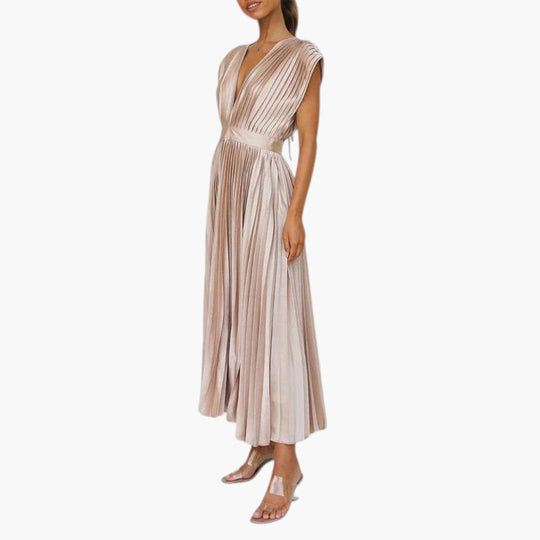 Image of Damen V-Ausschnitt A-Linien Midikleid