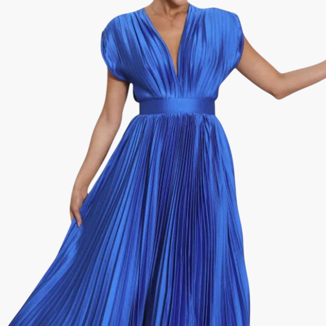 Image of Damen V-Ausschnitt A-Linien Midikleid