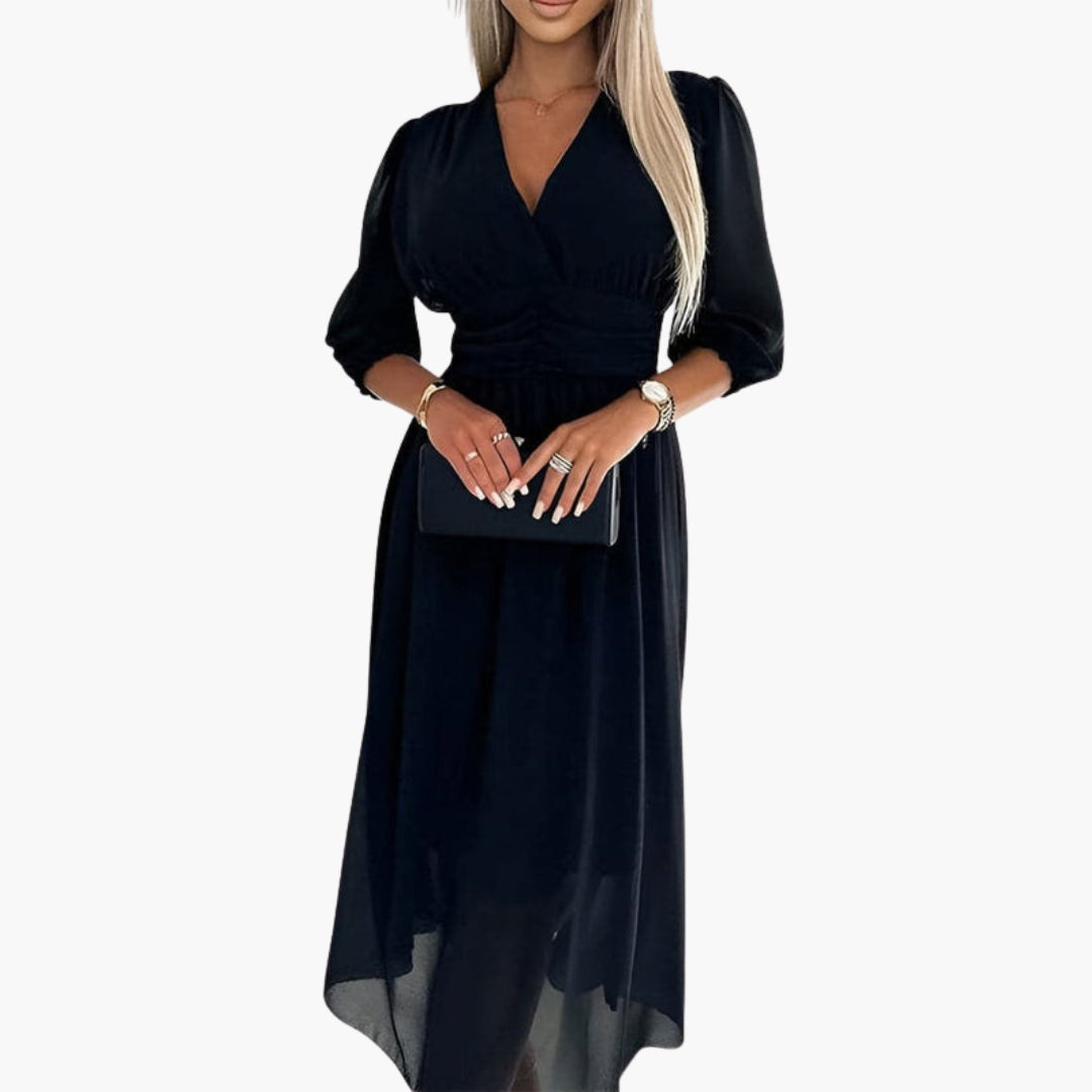 Image of Damen V-Ausschnitt A-Linien Midikleid