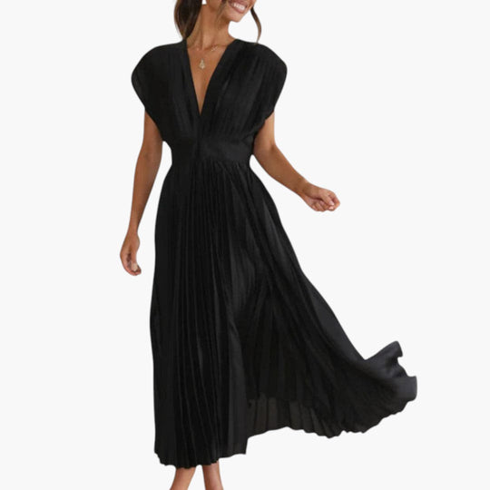 Image of Damen V-Ausschnitt A-Linien Midikleid