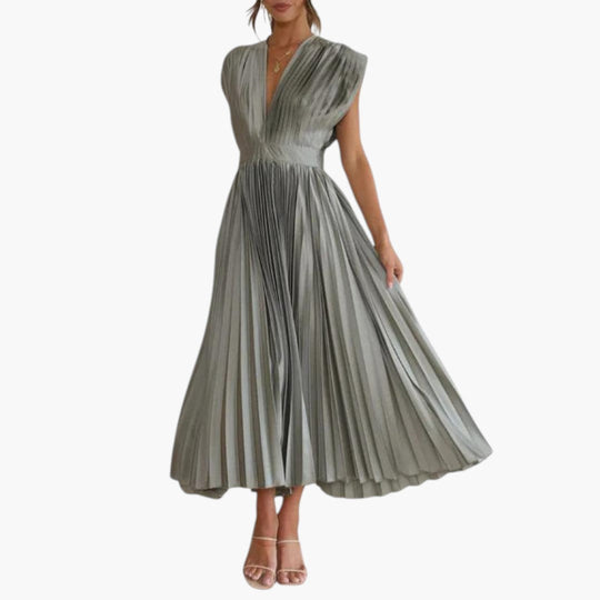 Image of Damen V-Ausschnitt A-Linien Midikleid