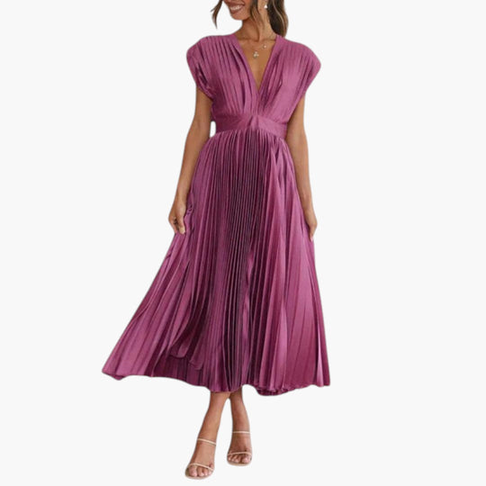 Image of Damen V-Ausschnitt A-Linien Midikleid