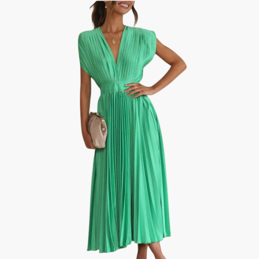 Image of Damen V-Ausschnitt A-Linien Midikleid