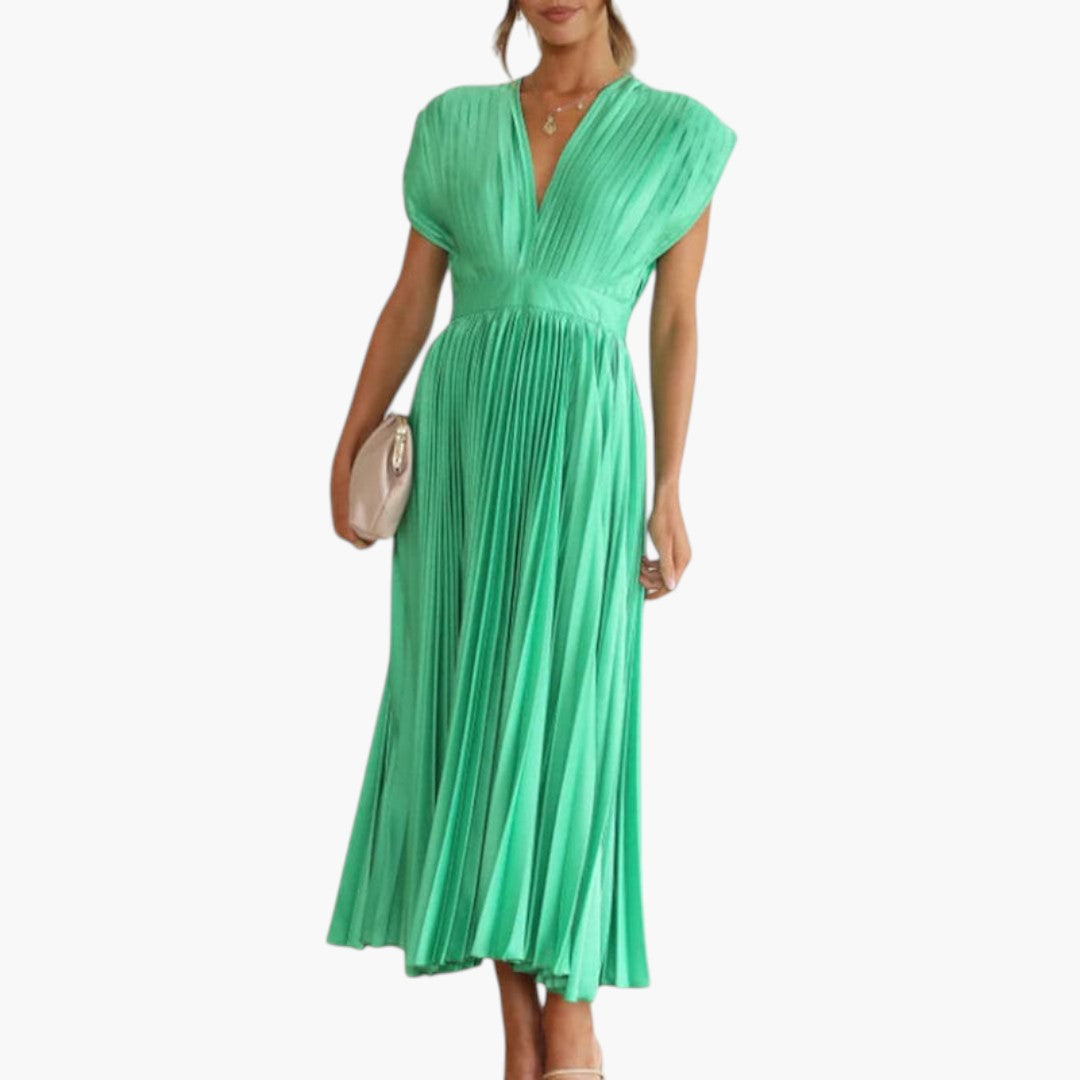 Image of Damen V-Ausschnitt A-Linien Midikleid