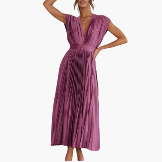 Image of Damen V-Ausschnitt A-Linien Midikleid